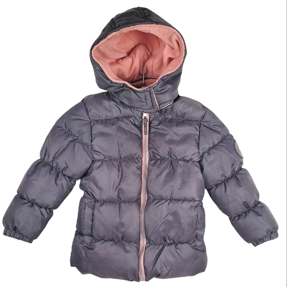 Pink Platinum Other - Girl's Pink Platinum Puffer Jacket with Hood - Gray and Pink. 4T